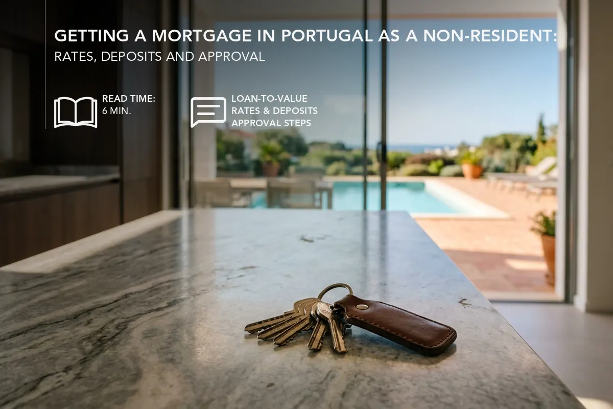 Modern villa with a pool overlooking the coast near Faro, Algarve, Portugal, illustrating non-resident mortgage financing for Algarve property buyers.