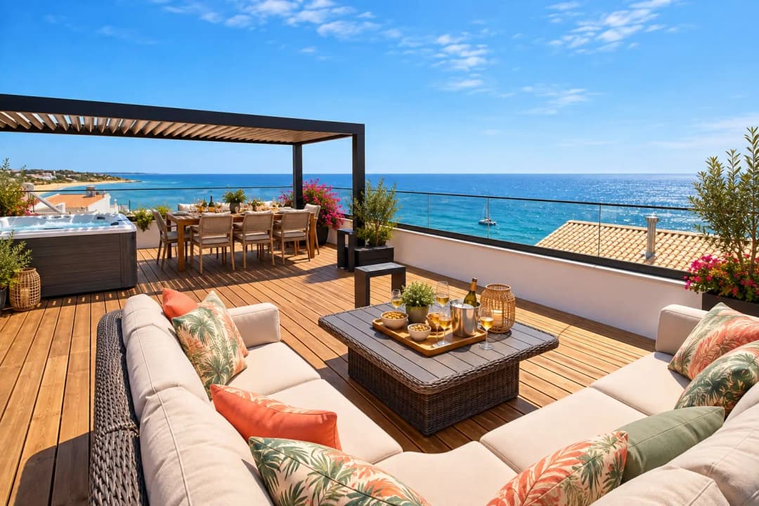 Einzigartiges renoviertes Haus mit 3 Schlafzimmern und traumhaftem Meerblick im historischen Albufeira